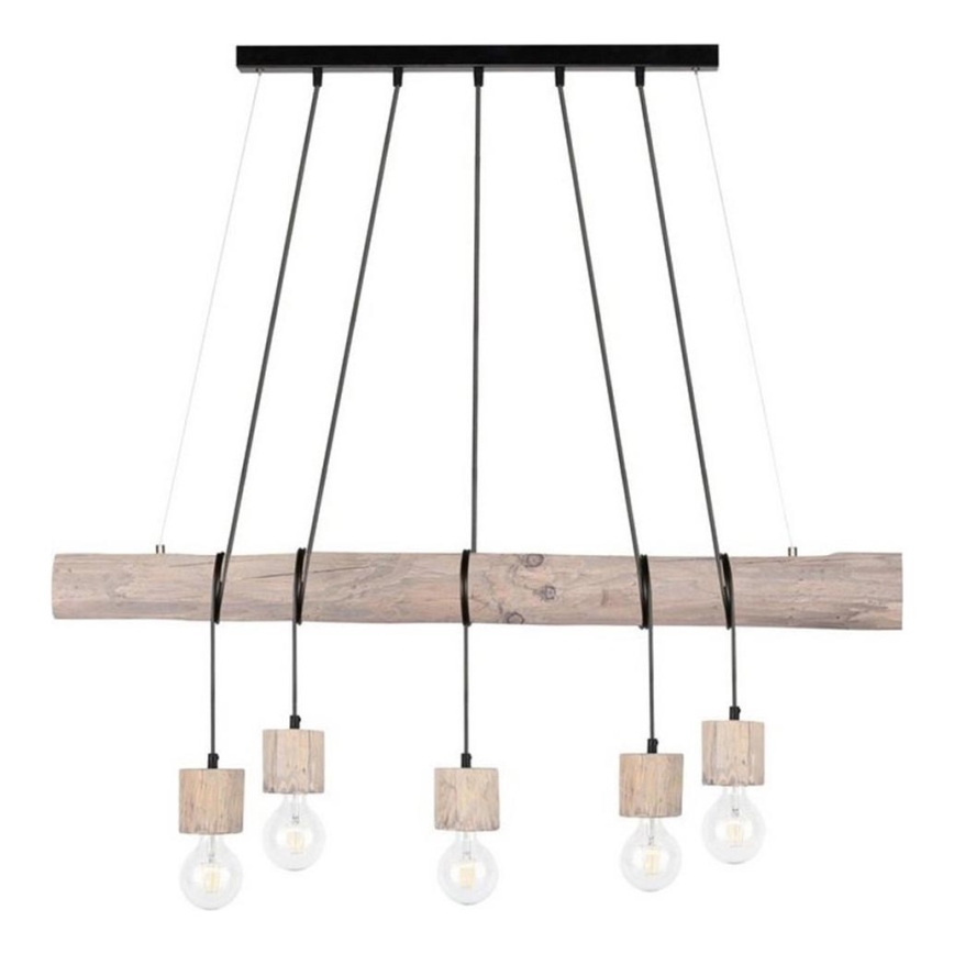 Loftlampe på kabel TRABO 5xE27/60W/230V fyrretræ