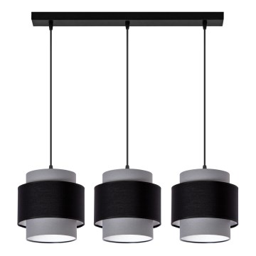 Loftlampe på ledning 3xE27/60W/230V grå