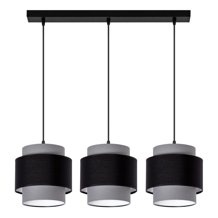 Loftlampe på ledning 3xE27/60W/230V grå