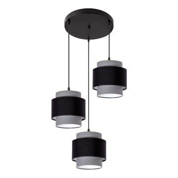 Loftlampe på ledning 3xE27/60W/230V grå