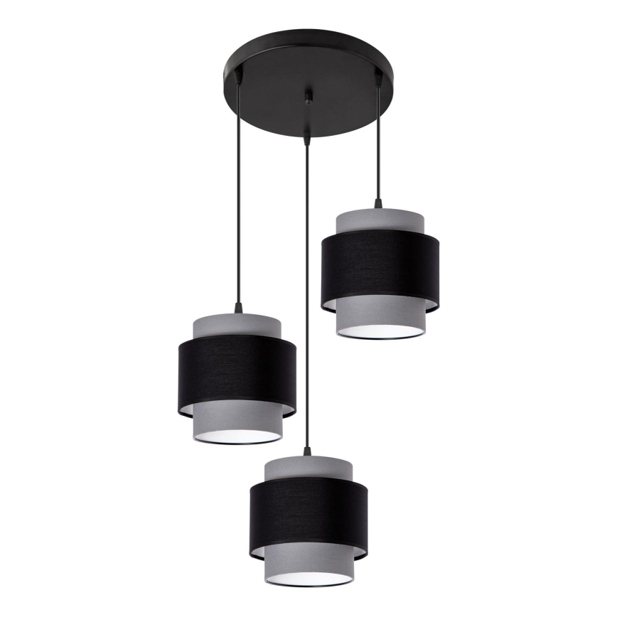 Loftlampe på ledning 3xE27/60W/230V grå