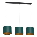Loftlampe på ledning ARDEN 3xE27/60W/230V grøn/guld