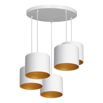 Loftlampe på ledning ARDEN 5xE27/60W/230V hvid/guld