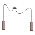 Loftlampe på ledning AVALO 2xE27/60W/230V edderkop lyserød/kobber