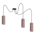 Loftlampe på ledning AVALO 3xE27/60W/230V edderkop lyserød/kobber