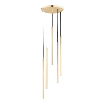 Loftlampe på ledning COLLET 5xG9/40W/230V Ø 30 cm i guld