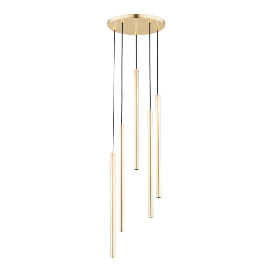 Loftlampe på ledning COLLET 5xG9/40W/230V Ø 30 cm i guld
