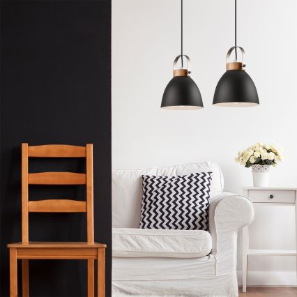 Loftlampe på ledning DANIELLE 2xE27/60W/230V bøg