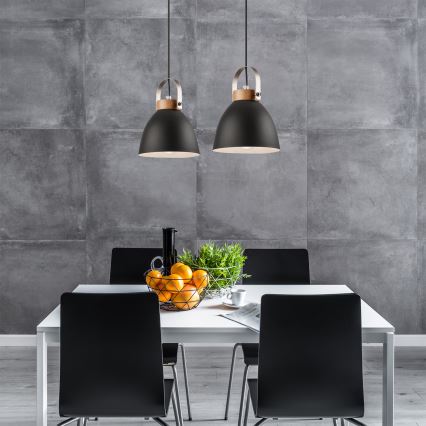 Loftlampe på ledning DANIELLE 2xE27/60W/230V bøg