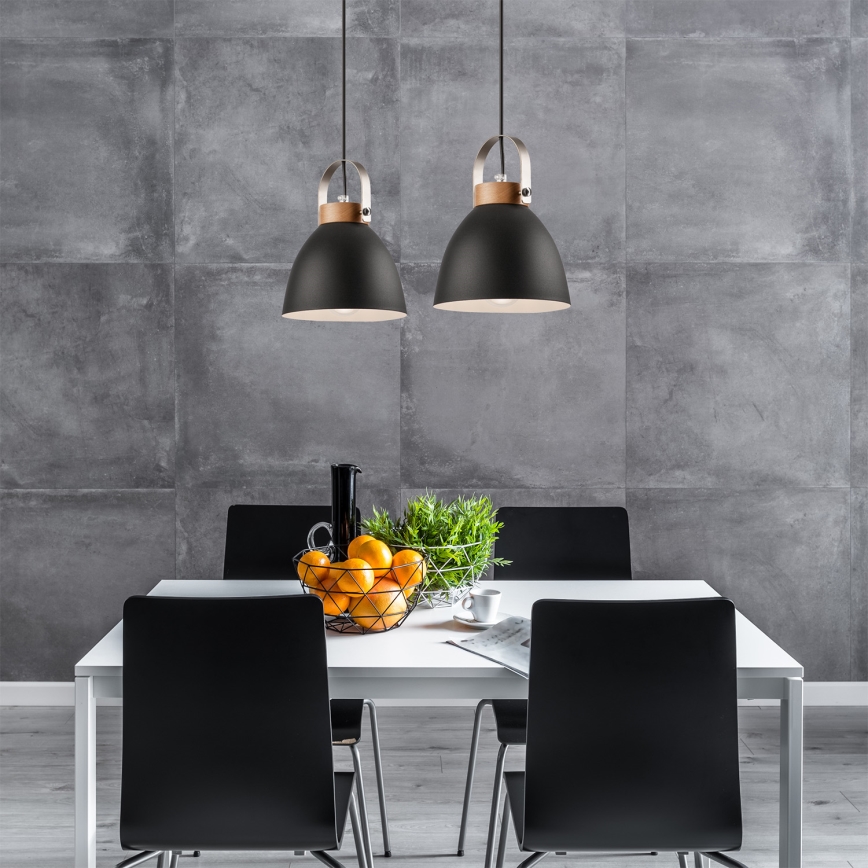 Loftlampe på ledning DANIELLE 2xE27/60W/230V bøg