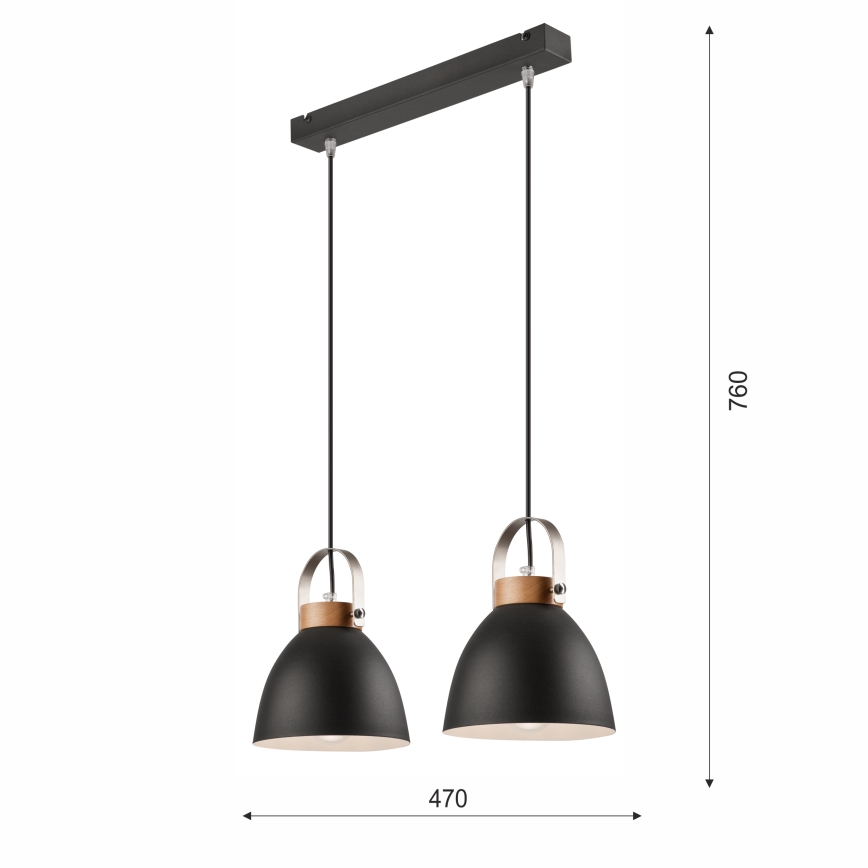 Loftlampe på ledning DANIELLE 2xE27/60W/230V bøg