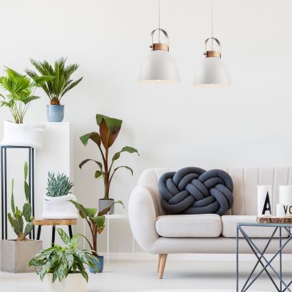 Loftlampe på ledning DANIELLE 2xE27/60W/230V bøg