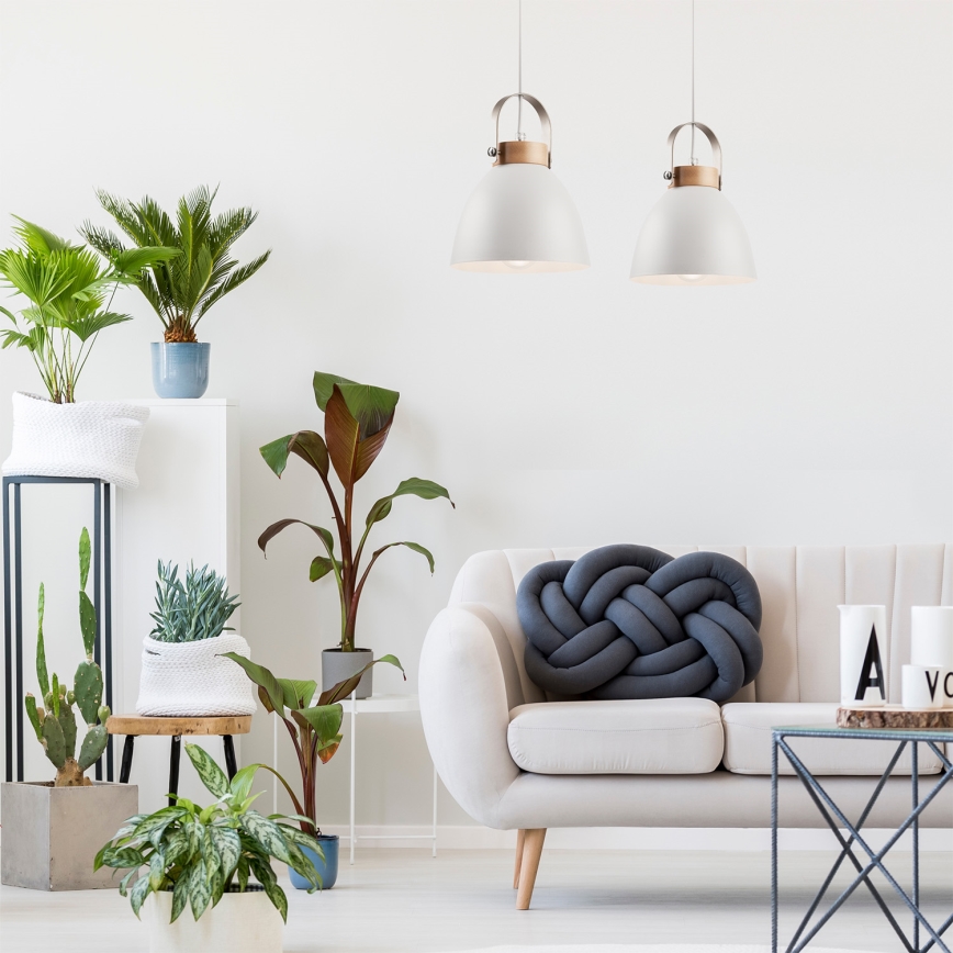 Loftlampe på ledning DANIELLE 2xE27/60W/230V bøg