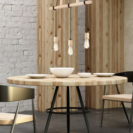 Loftlampe på ledning LEON 3xE27/60W/230V bøg