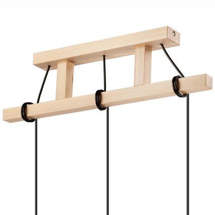 Loftlampe på ledning LEON 3xE27/60W/230V bøg