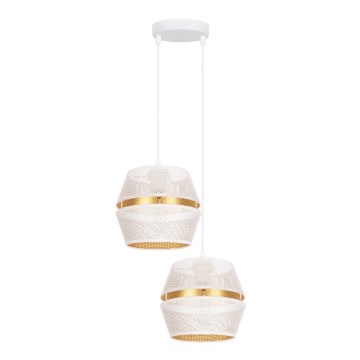 Loftlampe på ledning PARIS 2xE27/60W/230V hvid/guld