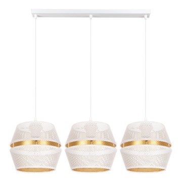 Loftlampe på ledning PARIS 3xE27/60W/230V hvid/guld