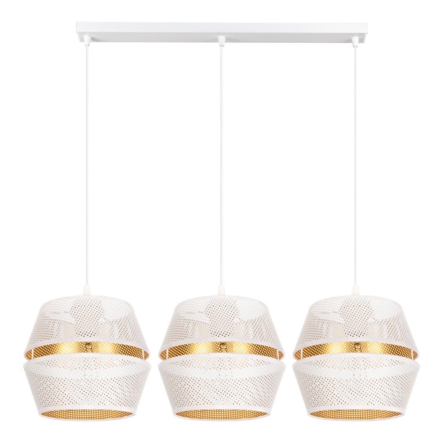 Loftlampe på ledning PARIS 3xE27/60W/230V hvid/guld