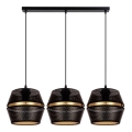Loftlampe på ledning PARIS 3xE27/60W/230V sort/guld