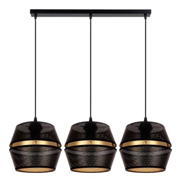 Loftlampe på ledning PARIS 3xE27/60W/230V sort/guld