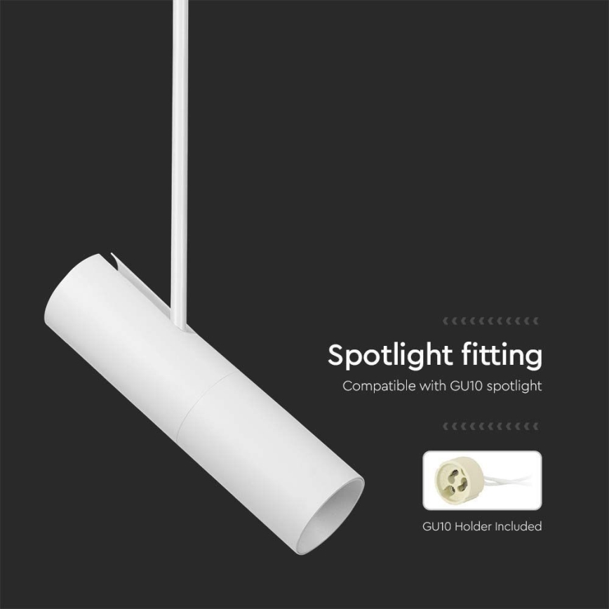 Loftlampe på stang 1xGU10/35W/230V hvid
