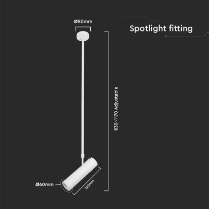 Loftlampe på stang 1xGU10/35W/230V hvid