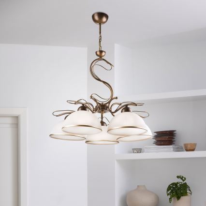 Loftlampe på stang COBRA 1xE27/60W/230V Ø 30 cm bronze/patina