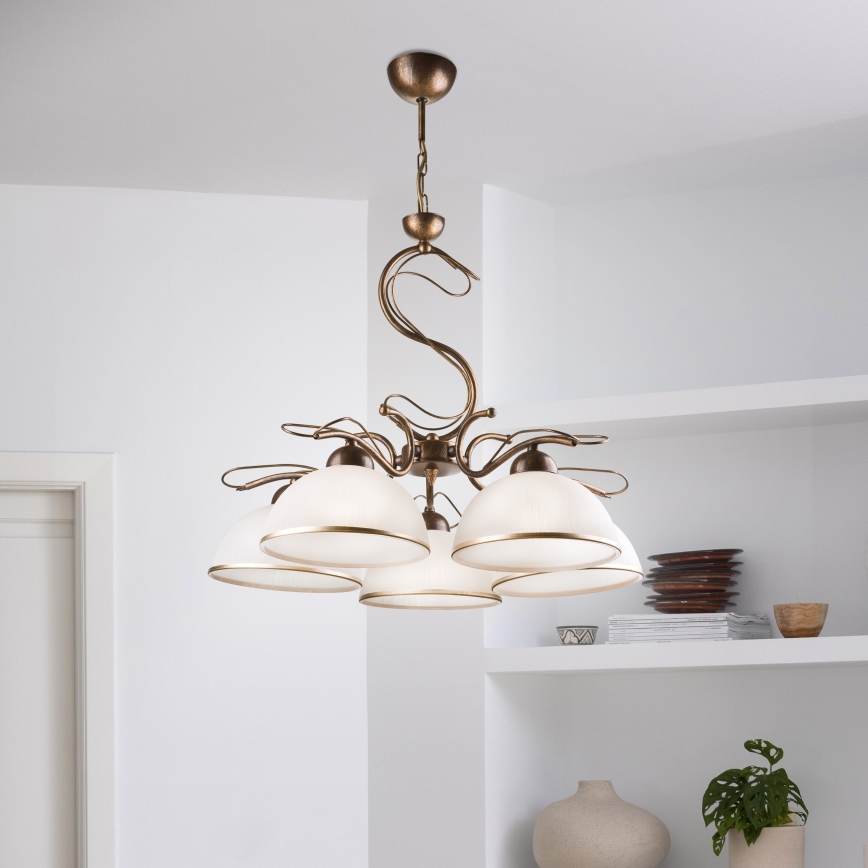 Loftlampe på stang COBRA 1xE27/60W/230V Ø 30 cm bronze/patina