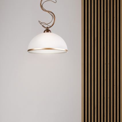 Loftlampe på stang COBRA 1xE27/60W/230V Ø 46 cm bronze/patina