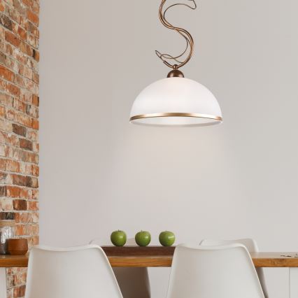 Loftlampe på stang COBRA 1xE27/60W/230V Ø 46 cm bronze/patina