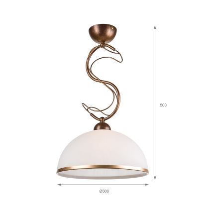Loftlampe på stang COBRA 1xE27/60W/230V Ø 46 cm bronze/patina