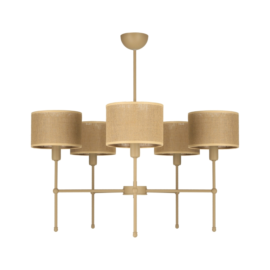 Loftlampe på stang MADELA 5xE14/40W/230V jute/beige