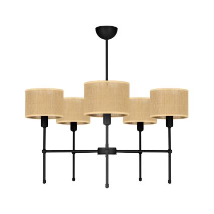 Loftlampe på stang MADELA 5xE14/40W/230V jute/sort