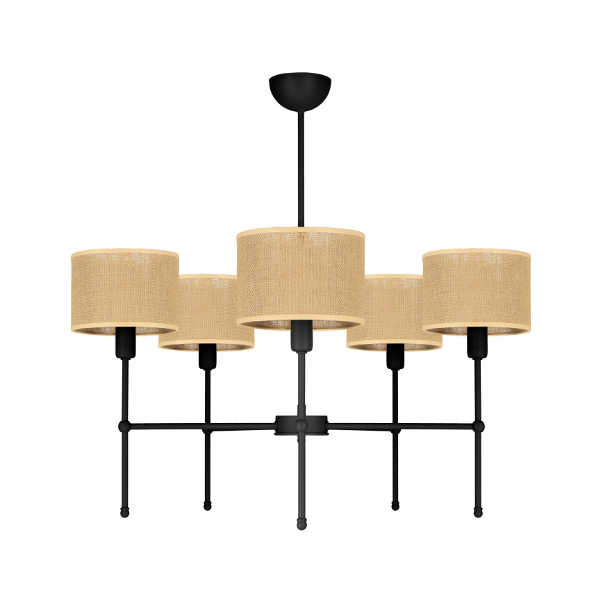 Loftlampe på stang MADELA 5xE14/40W/230V jute/sort