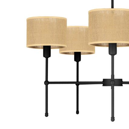 Loftlampe på stang MADELA 5xE14/40W/230V jute/sort