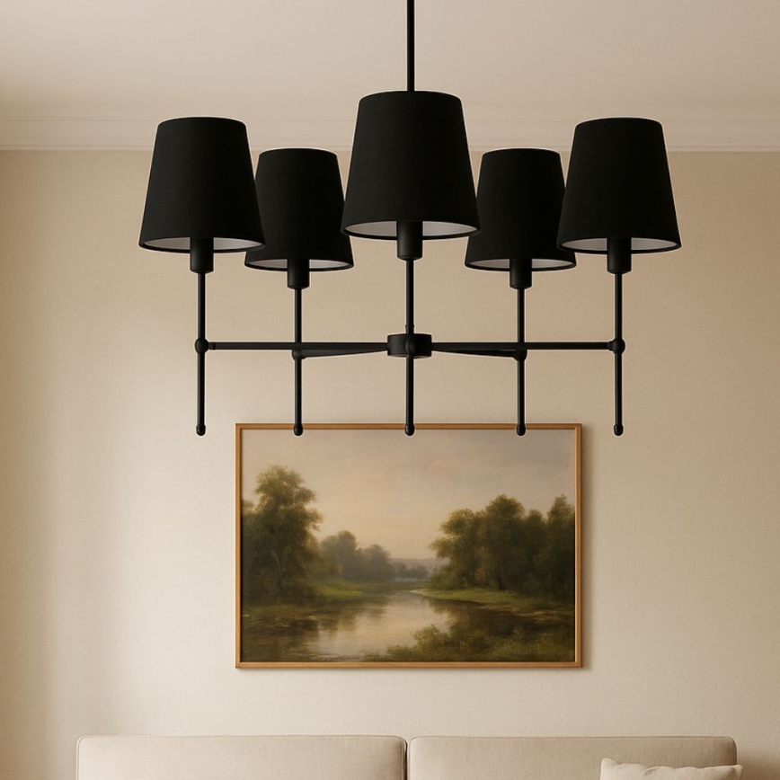 Loftlampe på stang MADELA 5xE14/40W/230V sort