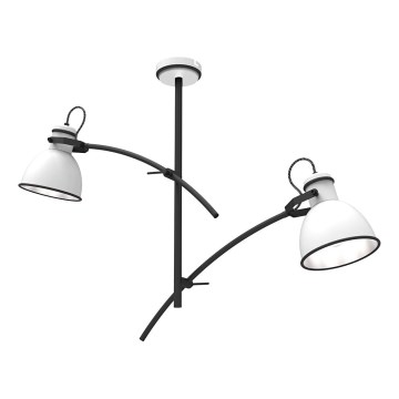 Loftlampe på stang ZUMBA 2xE27/60W/230V hvid/sort