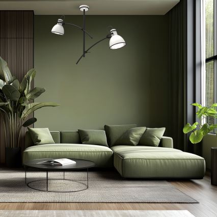 Loftlampe på stang ZUMBA 2xE27/60W/230V hvid/sort