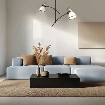 Loftlampe på stang ZUMBA 2xE27/60W/230V hvid/sort