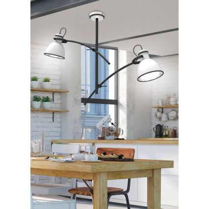 Loftlampe på stang ZUMBA 2xE27/60W/230V hvid/sort