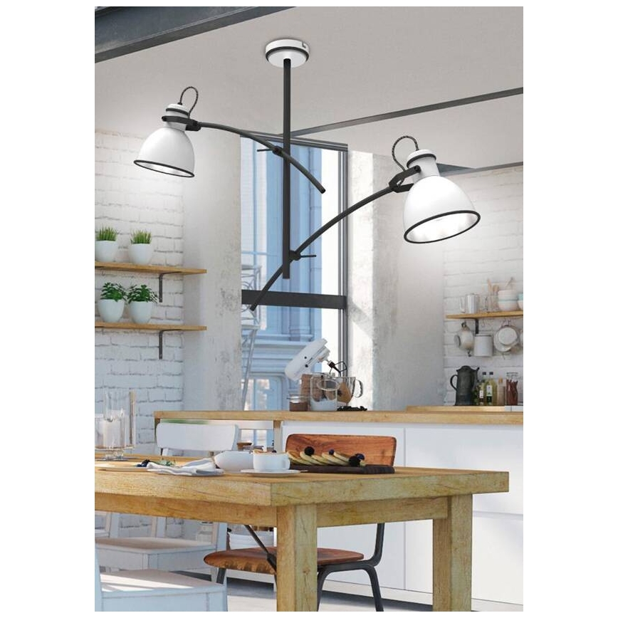 Loftlampe på stang ZUMBA 2xE27/60W/230V hvid/sort