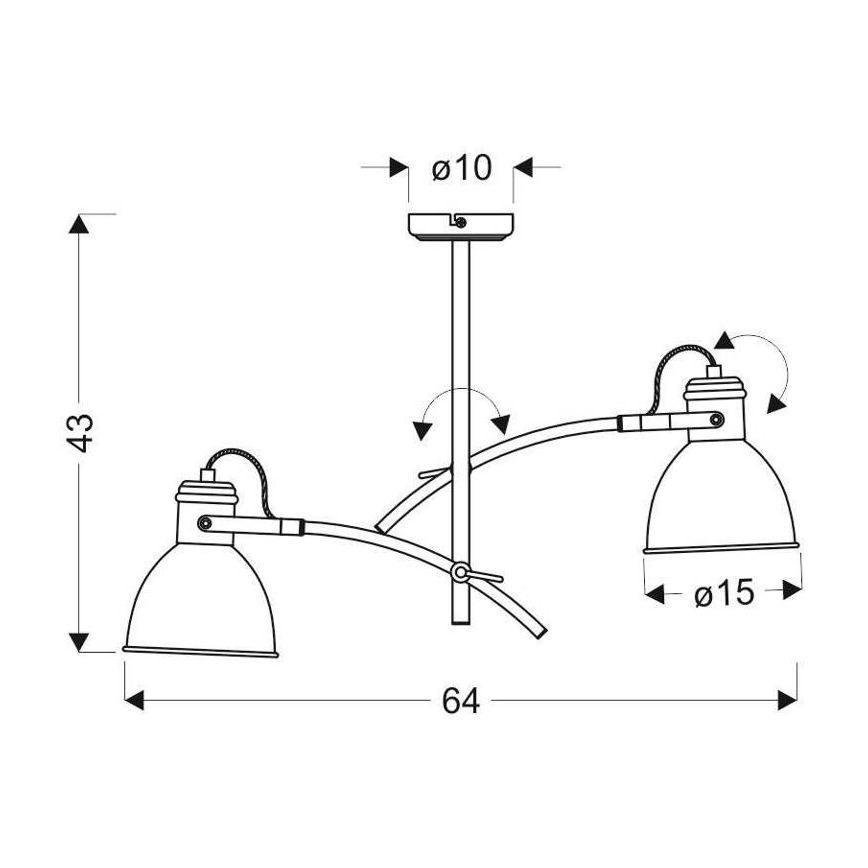 Loftlampe på stang ZUMBA 2xE27/60W/230V hvid/sort