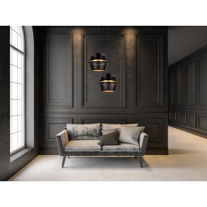 Loftlampe på kabel PARIS 2xE27/60W/230V sort/guld