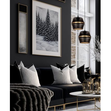 Loftlampe på kabel PARIS 2xE27/60W/230V sort/guld