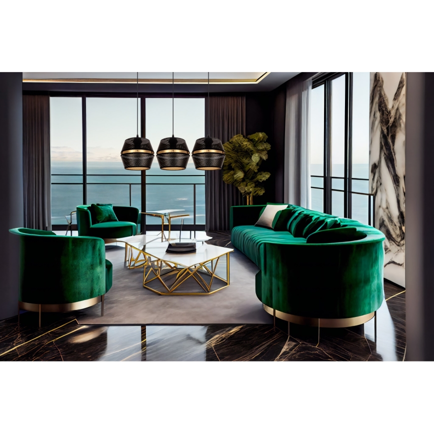 Loftlampe på ledning PARIS 3xE27/60W/230V sort/guld