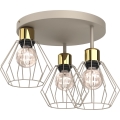 Loftlampe PARKLA 3xE27/15W/230V beige/guldfarvet