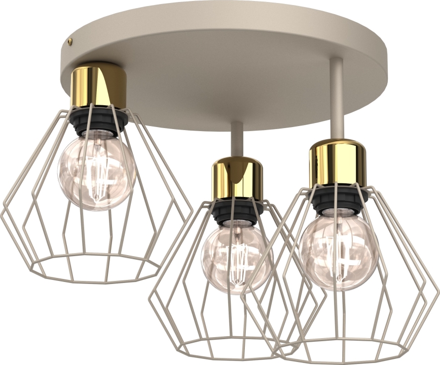 Loftlampe PARKLA 3xE27/15W/230V beige/guldfarvet