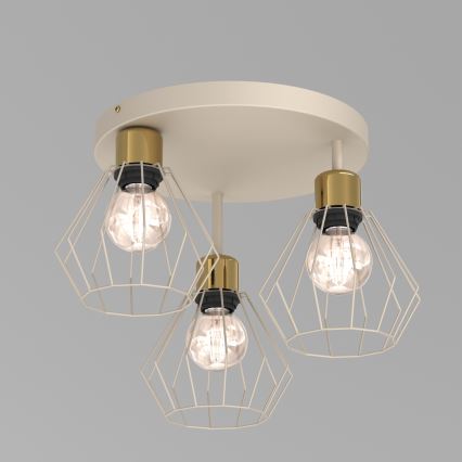 Loftlampe PARKLA 3xE27/15W/230V beige/guldfarvet