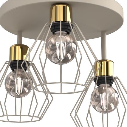 Loftlampe PARKLA 3xE27/15W/230V beige/guldfarvet