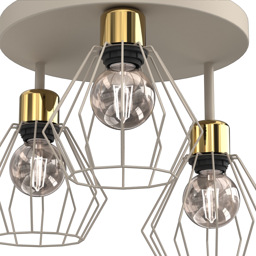 Loftlampe PARKLA 3xE27/15W/230V beige/guldfarvet